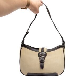 ETIEENE AIGNER Shoulder Bag Cream & Brown Medium Size Handbag Adjustable Strap